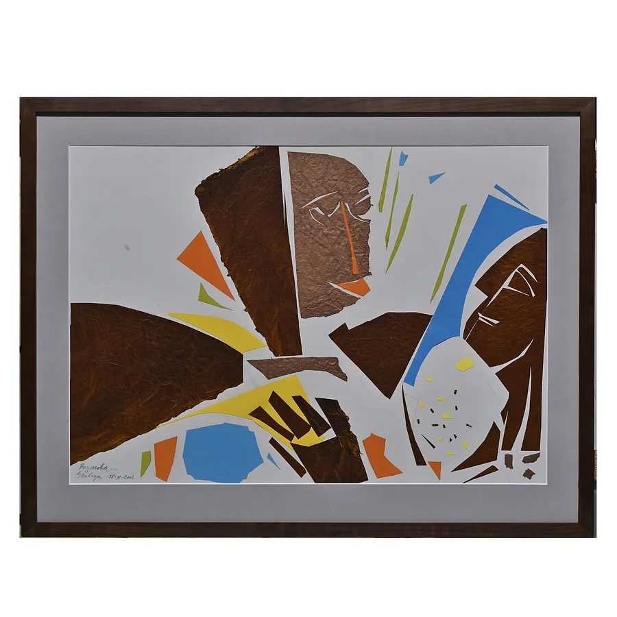 Image of Conversation by Loboda Lyudmyla, size: 48,5 х 69 см, made of сolored paper, аppliqué, priced at $550