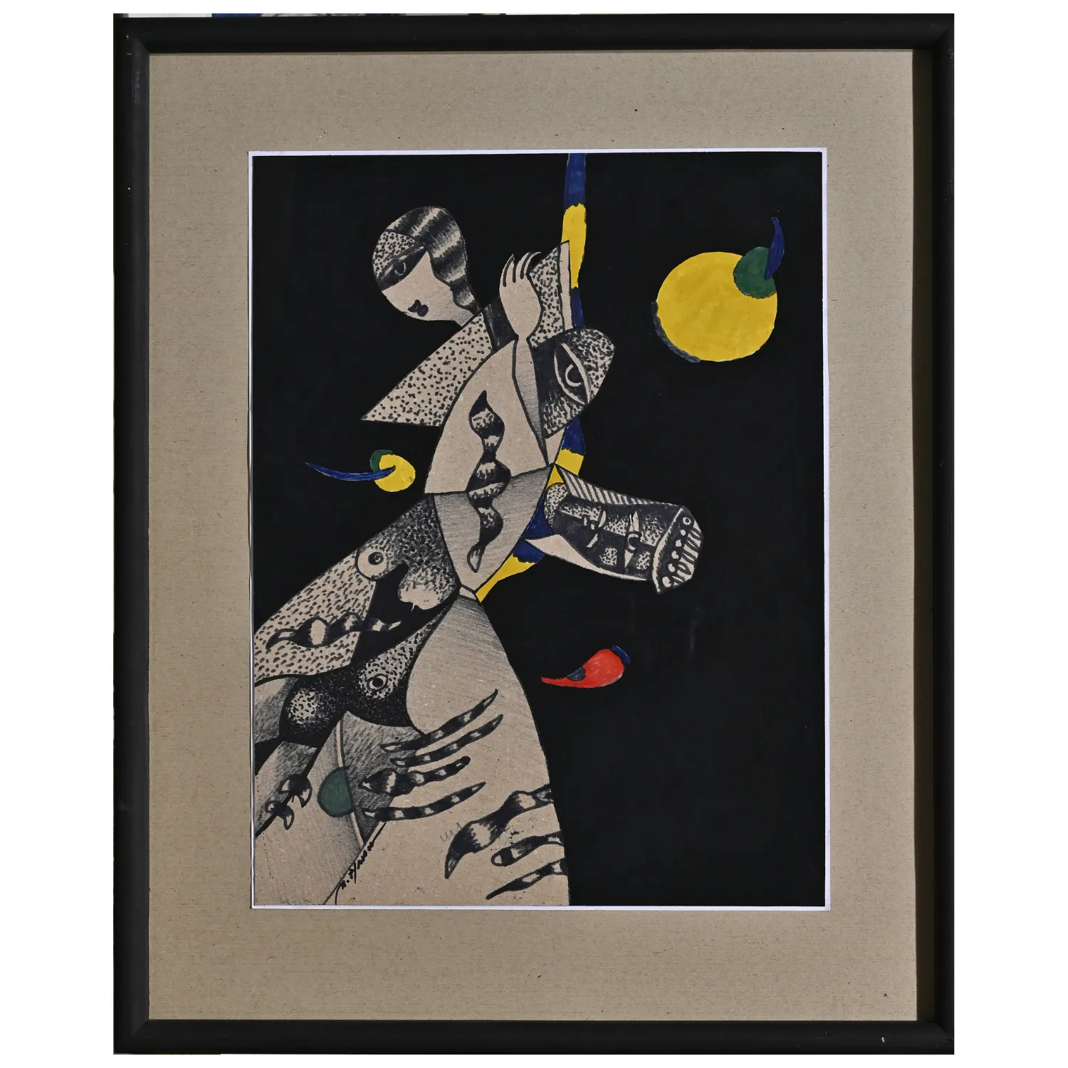 Image of Moonlight night by Petro Hulyn, size: 45 х 34 см, made of paper, marker, tempera, collage, priced at $1000