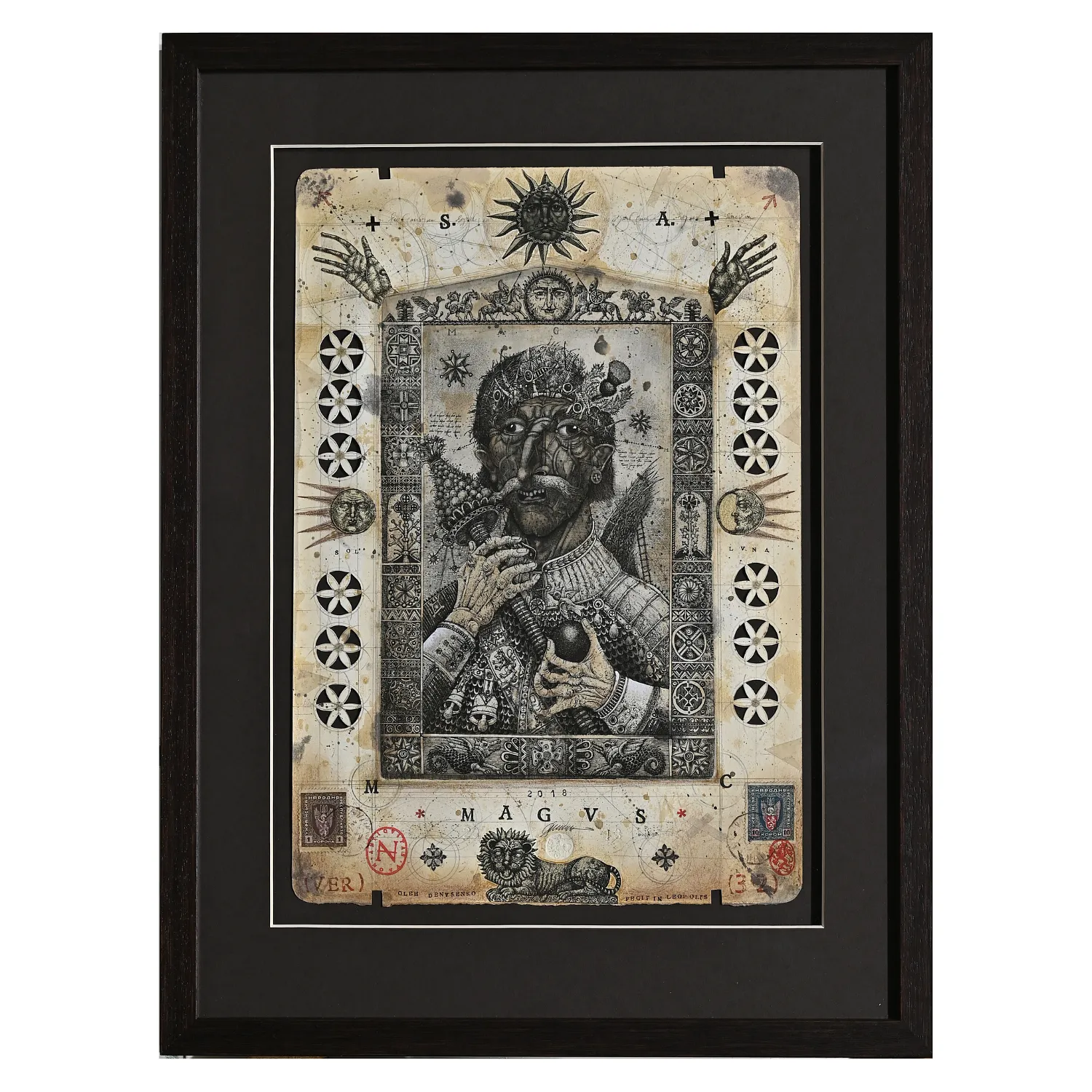 Image of He knows something by Denysenko Oleh, size: 39 х 27 см, made of paper, etching, collage, Graphics medium, priced at $900