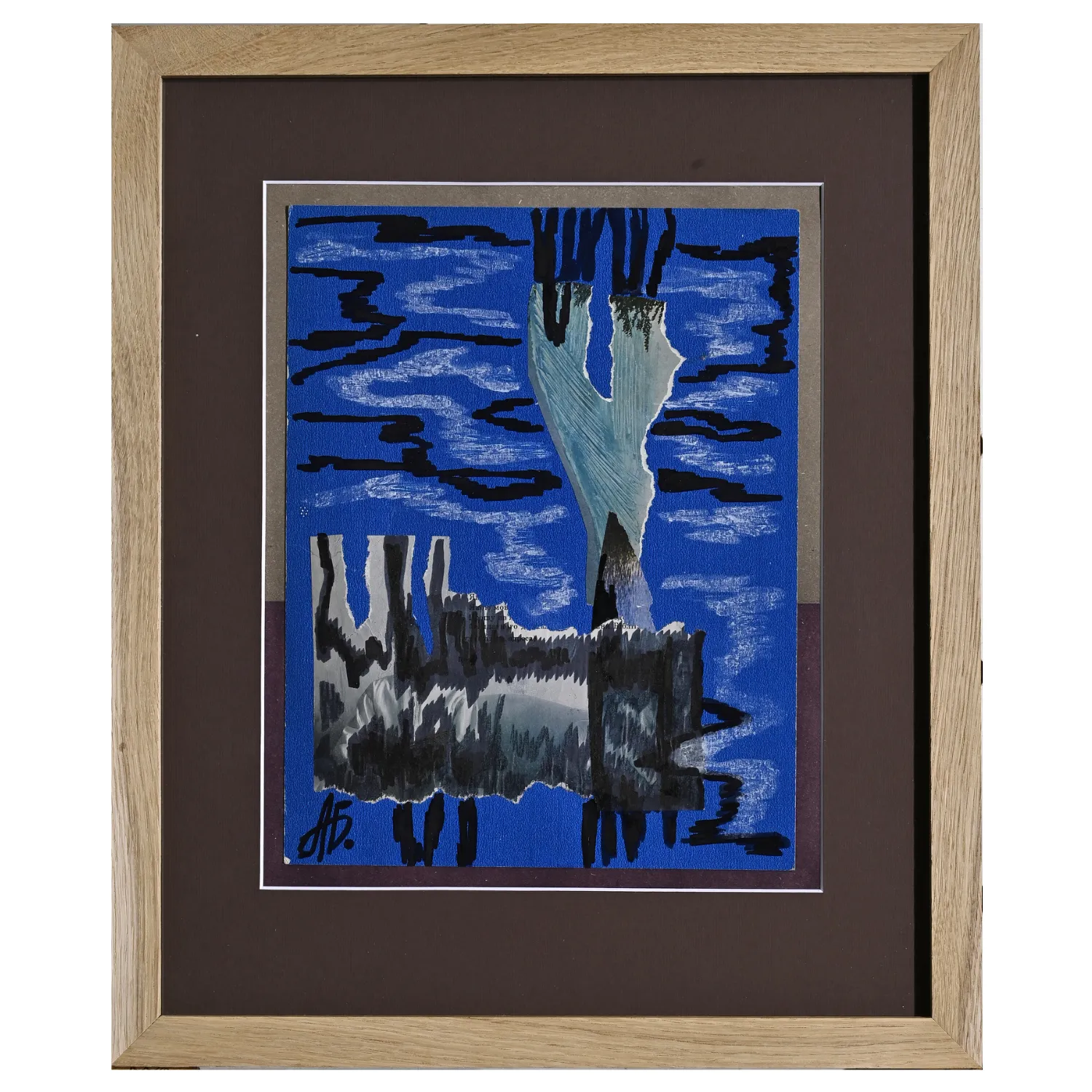 Image of Blue drizzle by Agnesa Bachynska-Selska, made of paper, marker, collage, Appliqué medium, priced at $200