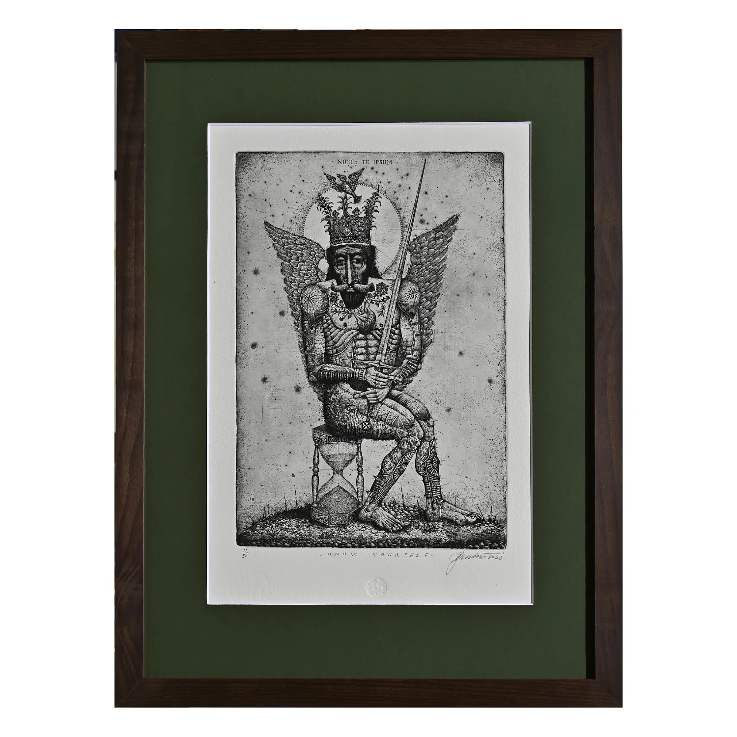 Image of Know yourself by Denysenko Oleh, size: 29,5 x 19,5 см, made of paper, etching, Graphics medium, part of the 11/50 series, priced at $350