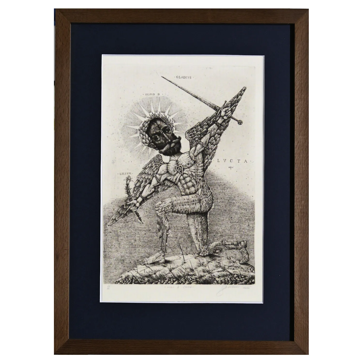 Image of Lily and sword by Denysenko Oleh, size: 38 х 26 см, made of paper, etching, Graphics medium, priced at $350