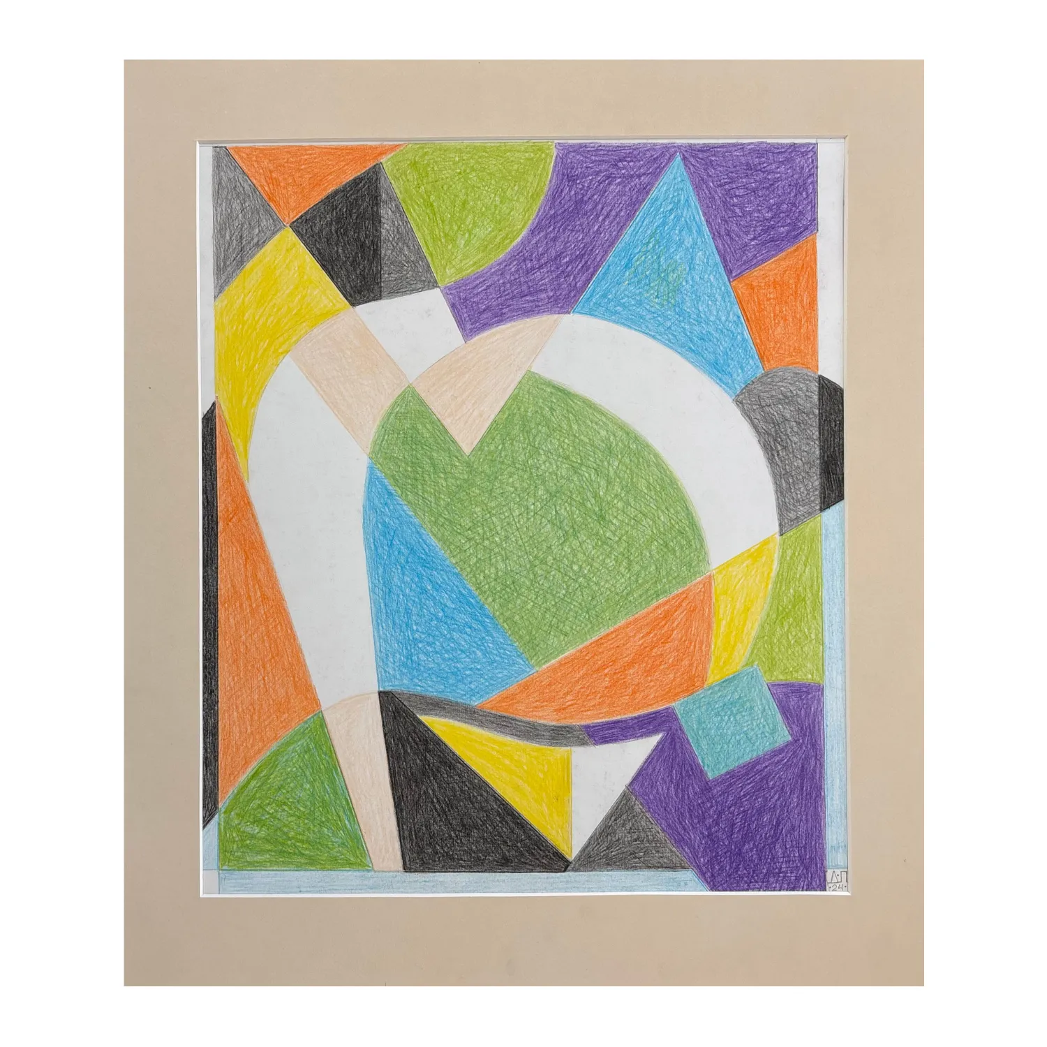 Зображення "композиція " від Парута Дмитро, розмір: 44,5 х 38, матеріали: кольорові олівці, медіум: Графіка