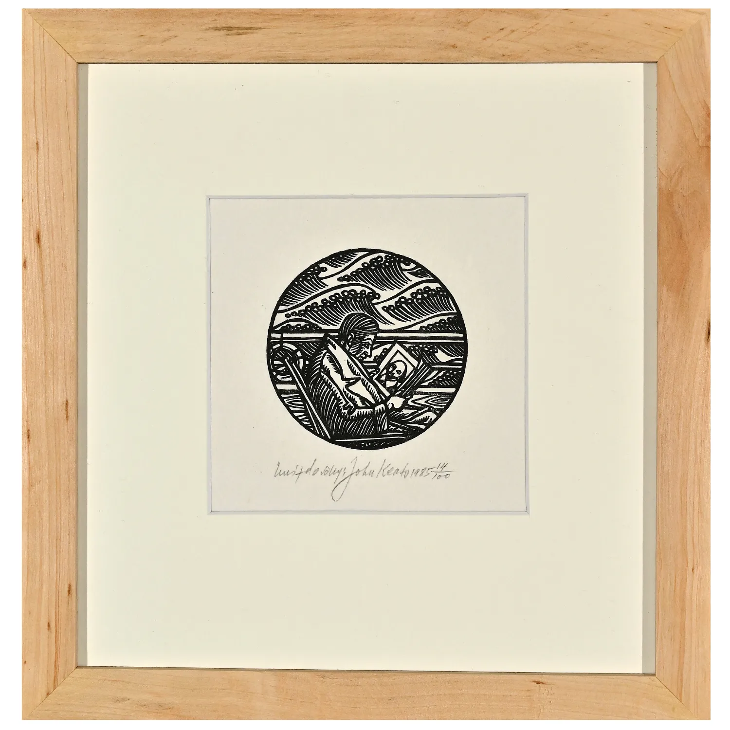 Image of Keats on Board the Maria Crowther by Hnizdovsky Jacques , size: 6х6 см, made of woodcut, Graphics medium, priced at $500