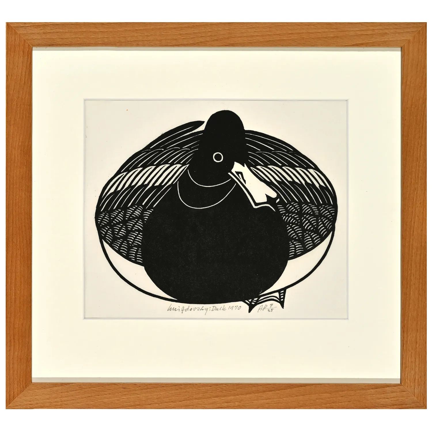 Image of Duck by Hnizdovsky Jacques , size: 19 х 22,5  см, made of linocut, Linocut medium, part of the AP 6/35 series, priced at $1700