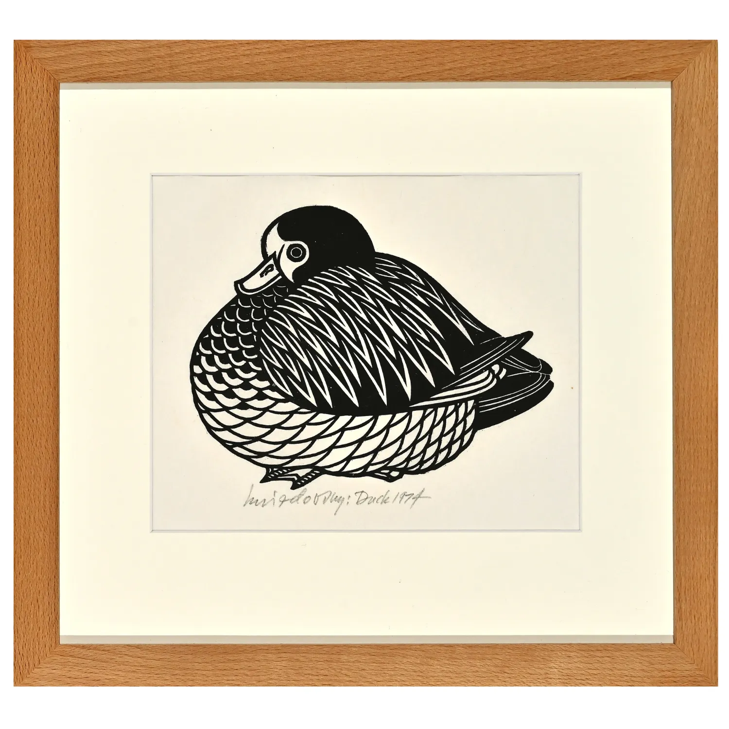 Image of Wood Duck by Hnizdovsky Jacques , size: 14х18 см, made of woodcut, Woodcut medium, part of the Unnumbered series