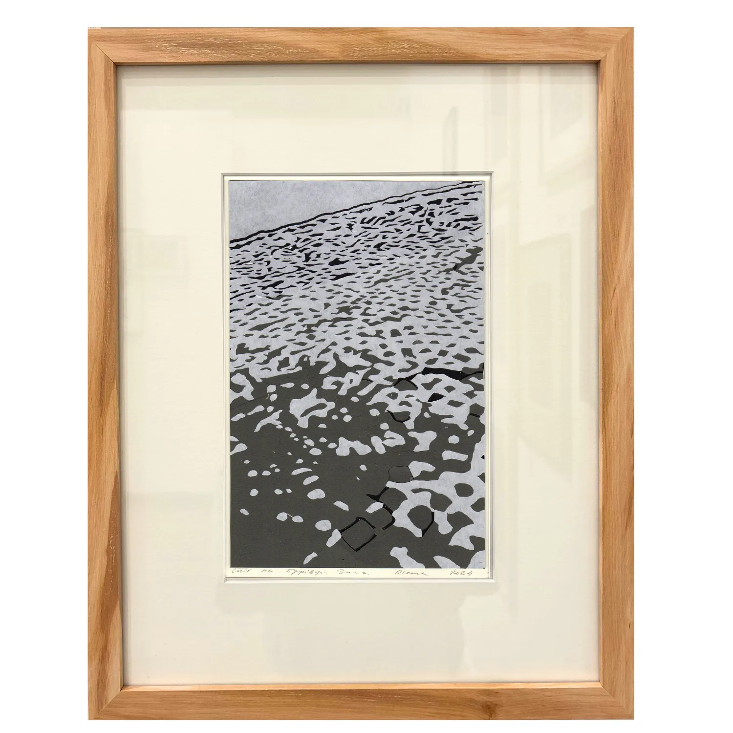 Image of snow on the cobblestone  by Olena Turyanska, size: 16 х 24,5 см, made of paper, cutting, appliqué, Appliqué medium, priced at $500