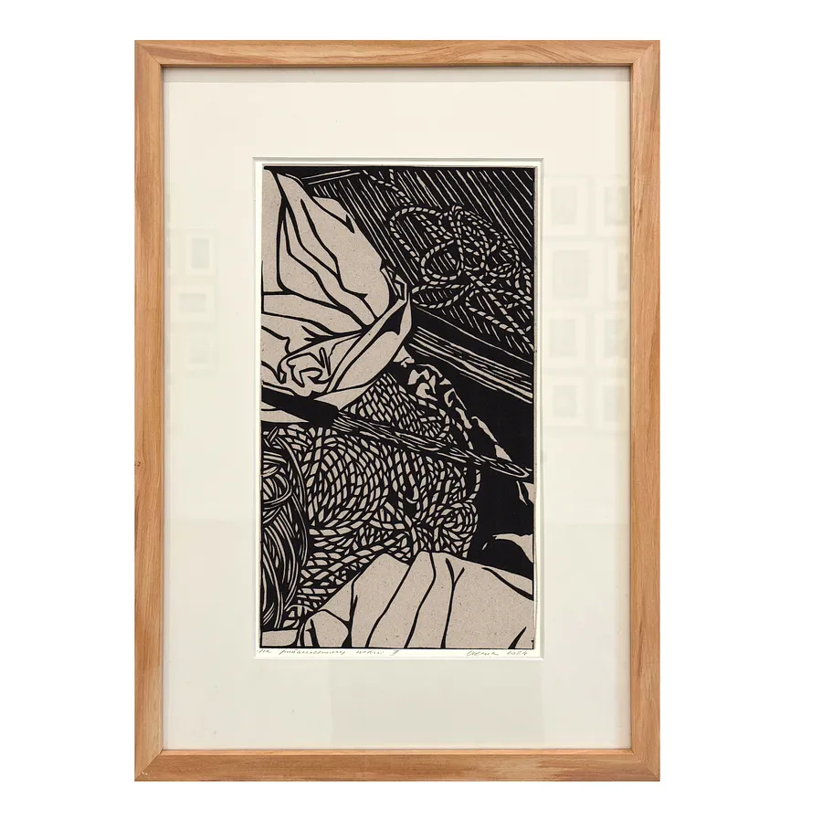 Image of На рибальському човні ІІ by Olena Turyanska, size: 19,5 х 33,5 см, made of папір, витинання, аплікація, Appliqué medium, priced at $600