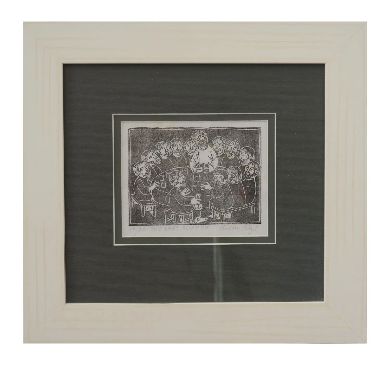 Image of "The Last Supper" by Ziegl Helen, made of Paper., Woodcut medium, priced at $350