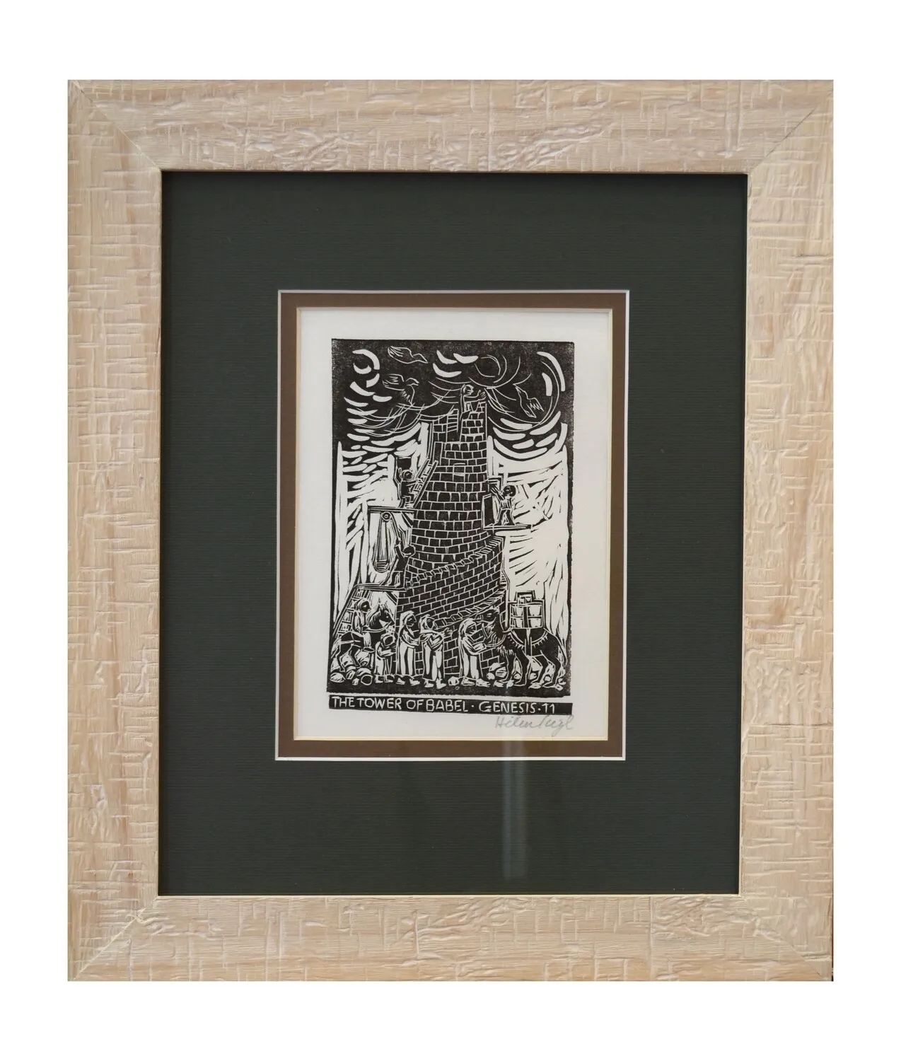 Image of Tower of Babel. Genesis.11 by Ziegl Helen, size: 18x13 см, made of Paper., Woodcut medium, priced at $350
