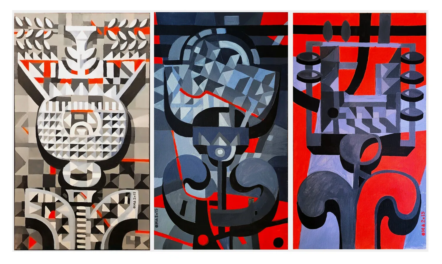 Image of Triptych "Flower" by Andrushchenko Oksana, size: 70x120 см (70x40 см кожна), made of Acrylic, canvas., Painting medium, priced at $1200