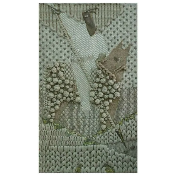 Image of "Saint George" by Tkachuk Yaroslava, size: 150x75 cm, made of flax fiber, brass, copper, Textiles medium, priced at $1000