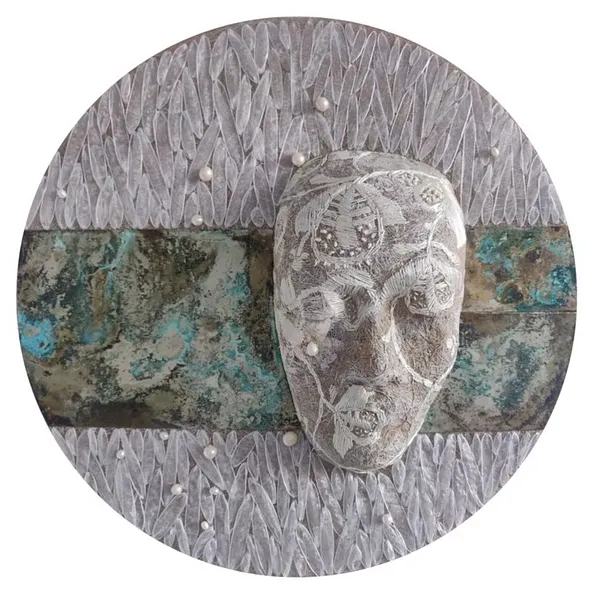 Image of "Awakening" by Tkachuk Yaroslava, size: d-48 cm, made of linen, silk, ribbon, pearls, oxidized nickel silver, author's technique  medium, priced at $420
