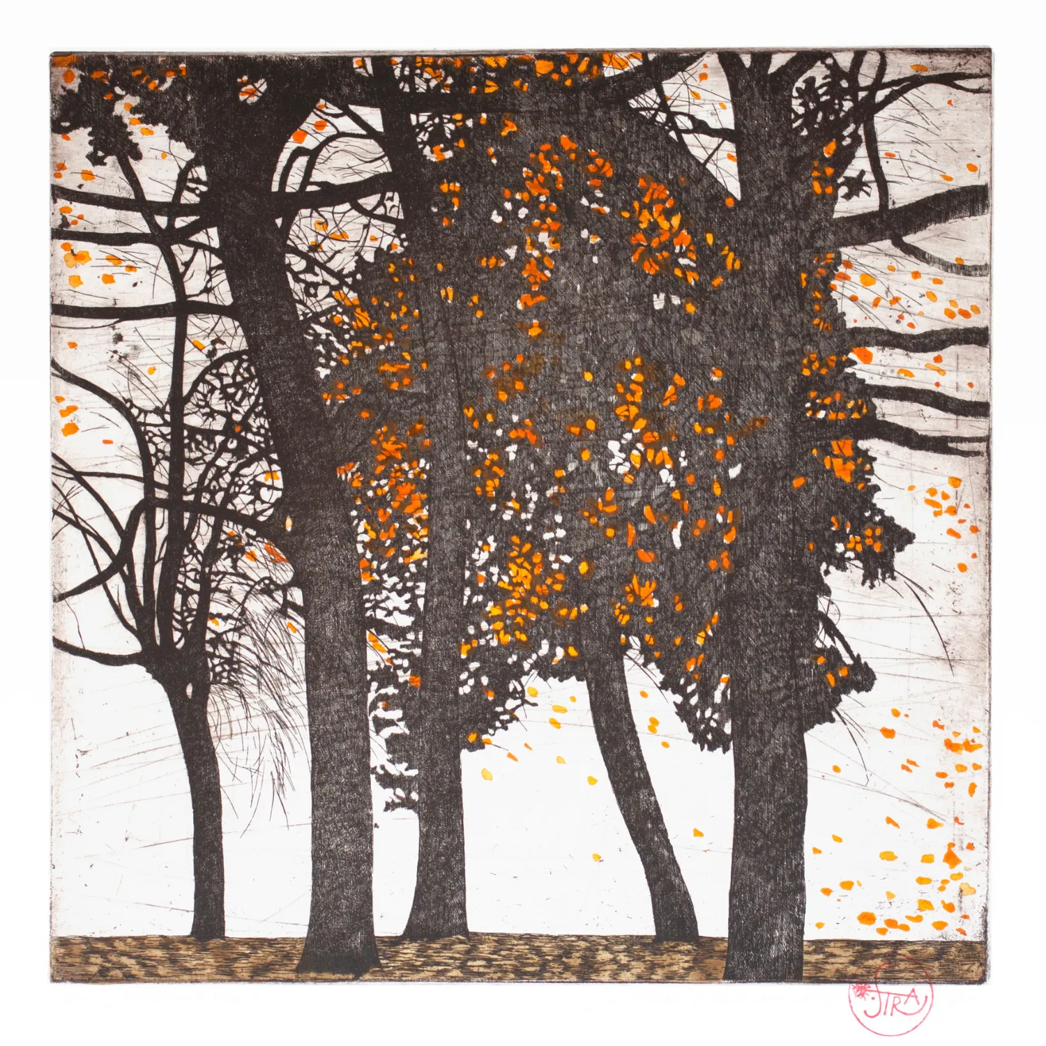 Image of October by Stratiychuk Oksana, size: 33 х 33 см, made of etching, watercolour, Graphics medium, priced at $300