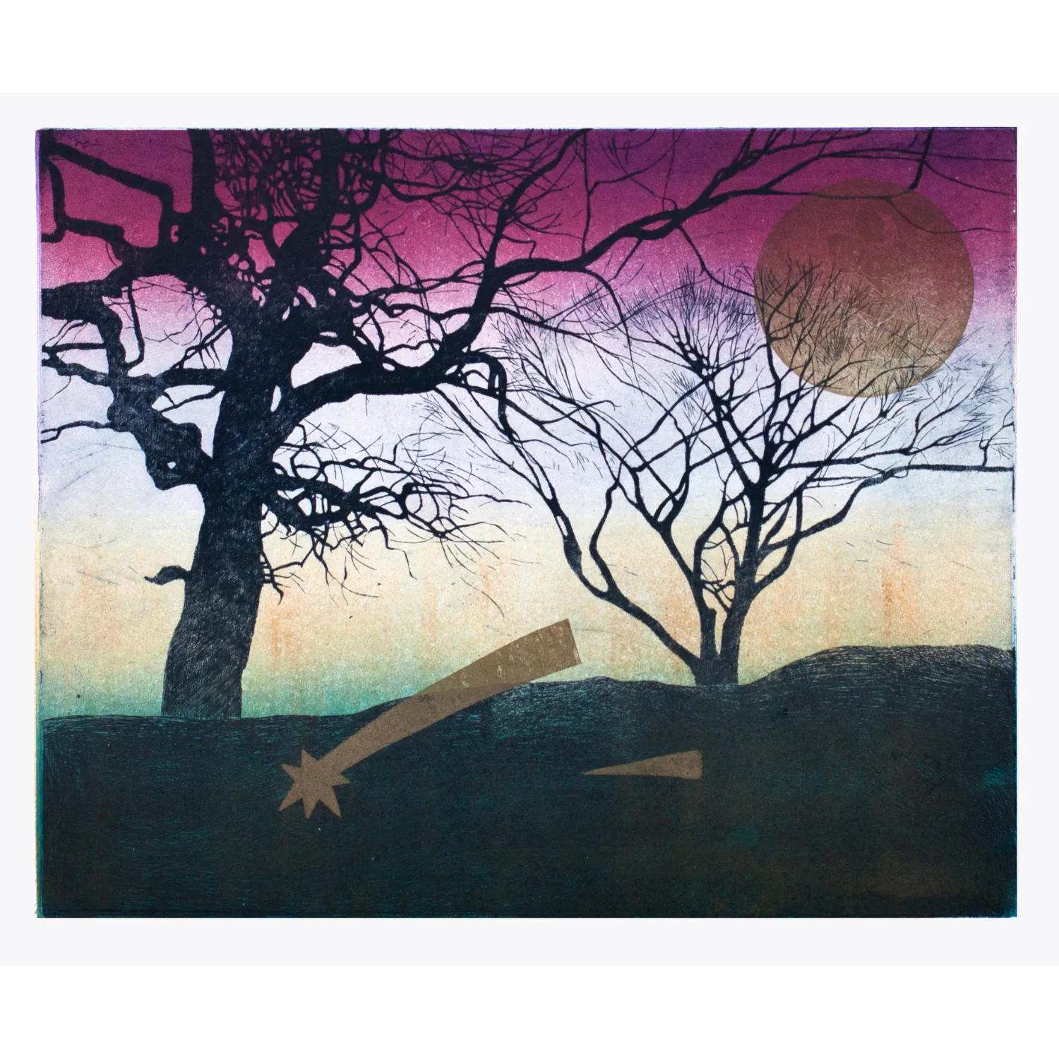 Image of Сад уночі by Стратійчук Оксана, size: 30 х 37 см, Graphics medium, priced at $300