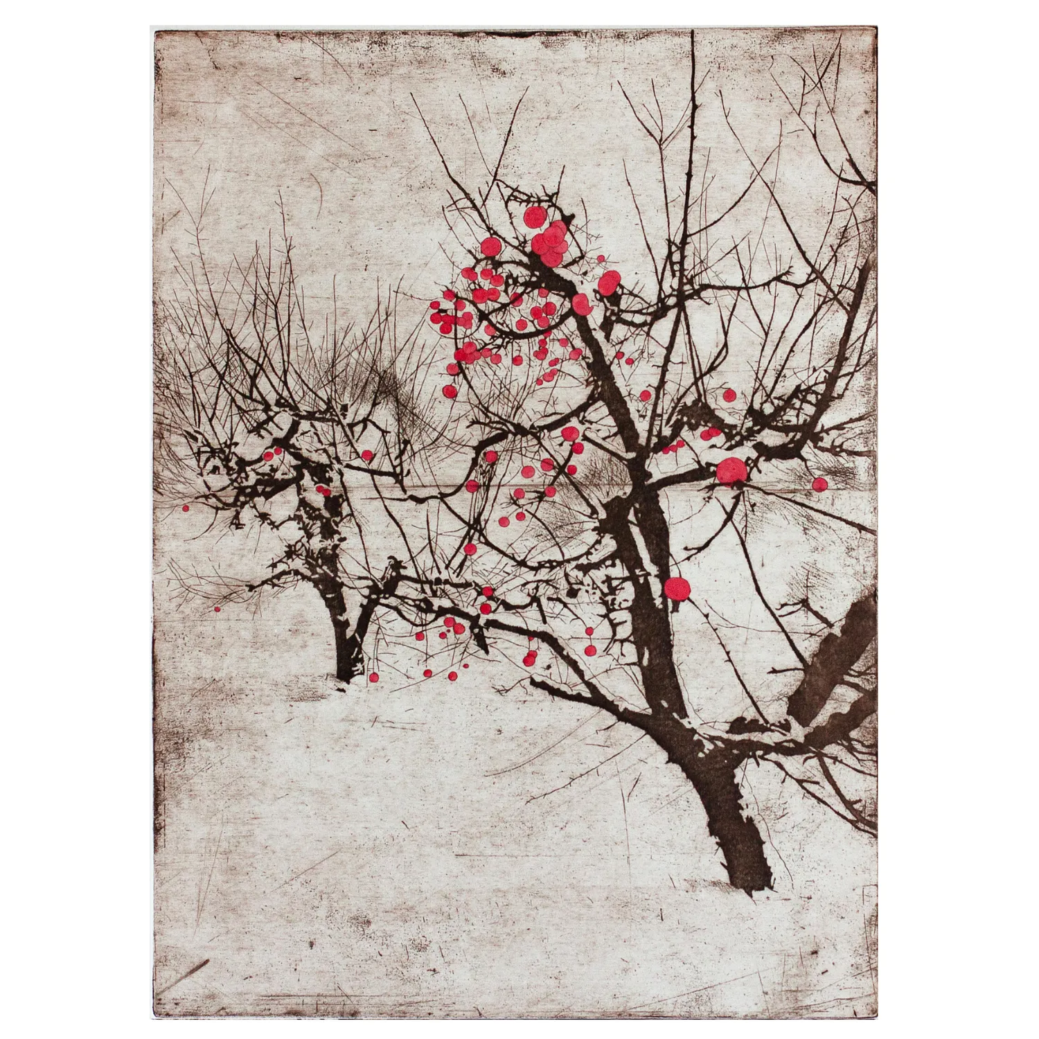 Image of autumn garden І by Stratiychuk Oksana, size: 41 х 31 см, made of etching, watercolour, Graphics medium, priced at $300