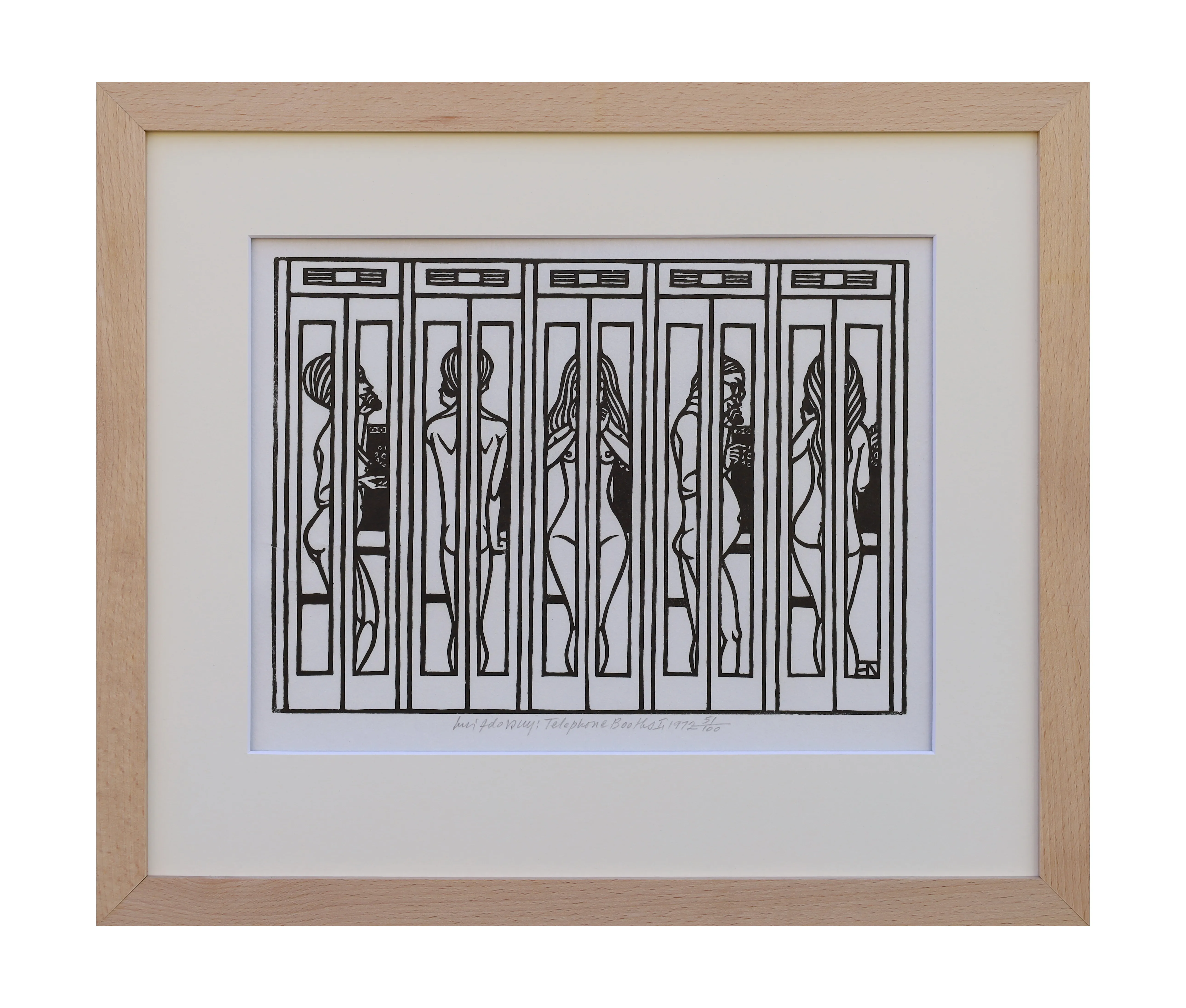 Image of Telephone Booths I by Hnizdovsky Jacques , size: 20.5х28 см, made of Paper, Graphics medium, part of the 51/100 series