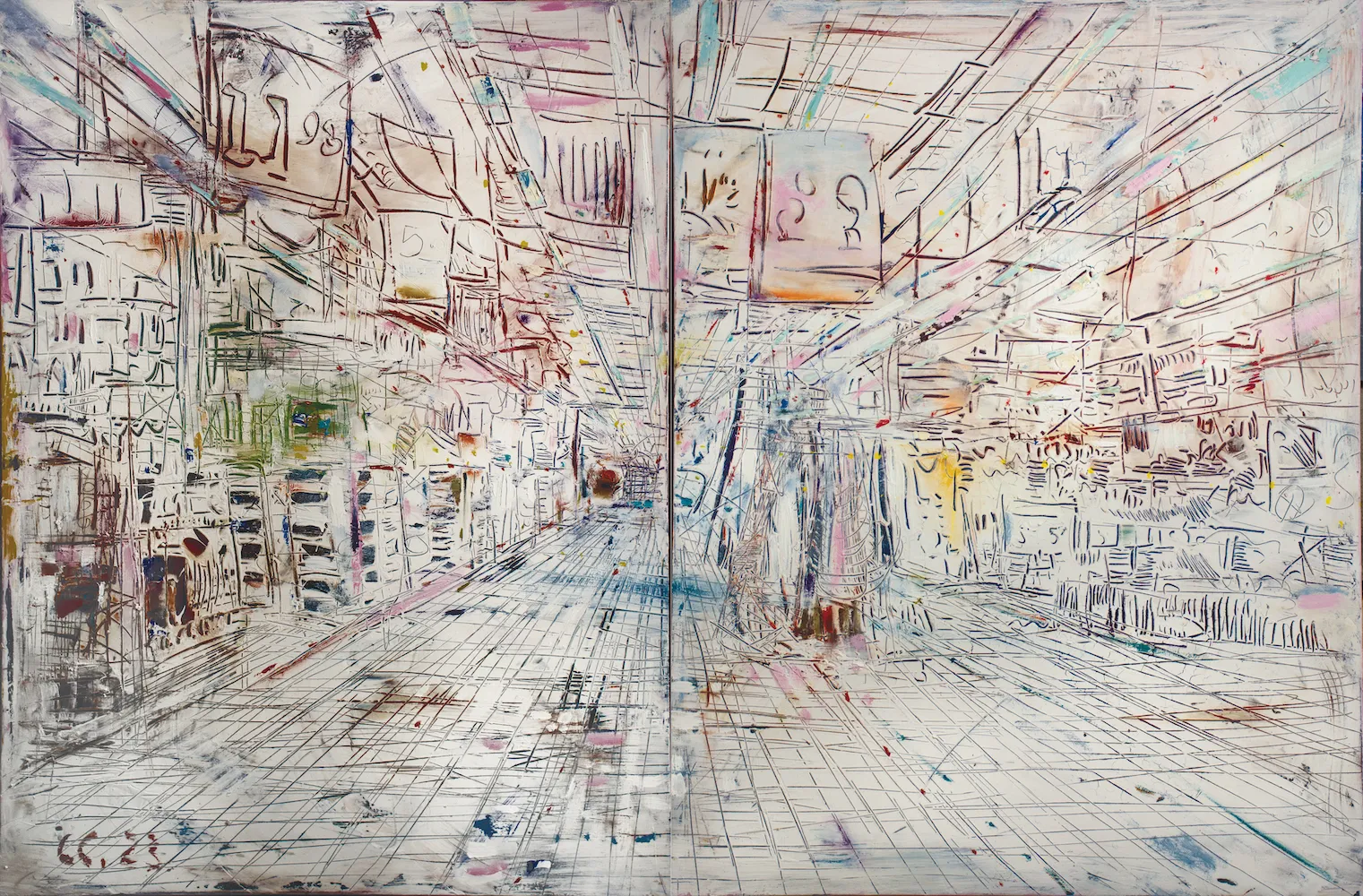 Image of Supermarche by Savchenko Serhiy, size: 160х240 см, made of Oil, acrylic, canvas., Painting medium, priced at $15000