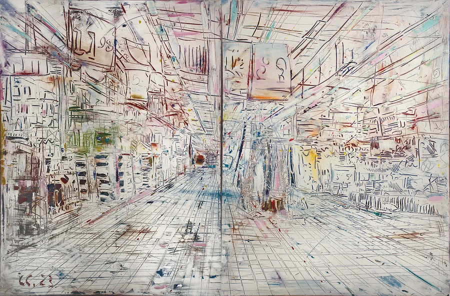 Image of Supermarche by Savchenko Serhiy, size: 160х240 см, made of Oil, acrylic, canvas., Painting medium, priced at $15000