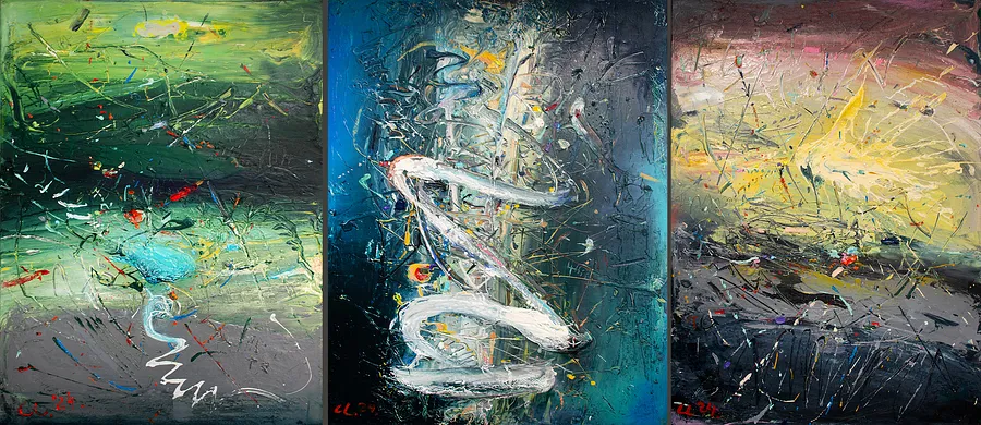 Image of The flow of times by Savchenko Serhiy, size: 130х2300 см, made of Oil, acrylic, canvas., Painting medium
