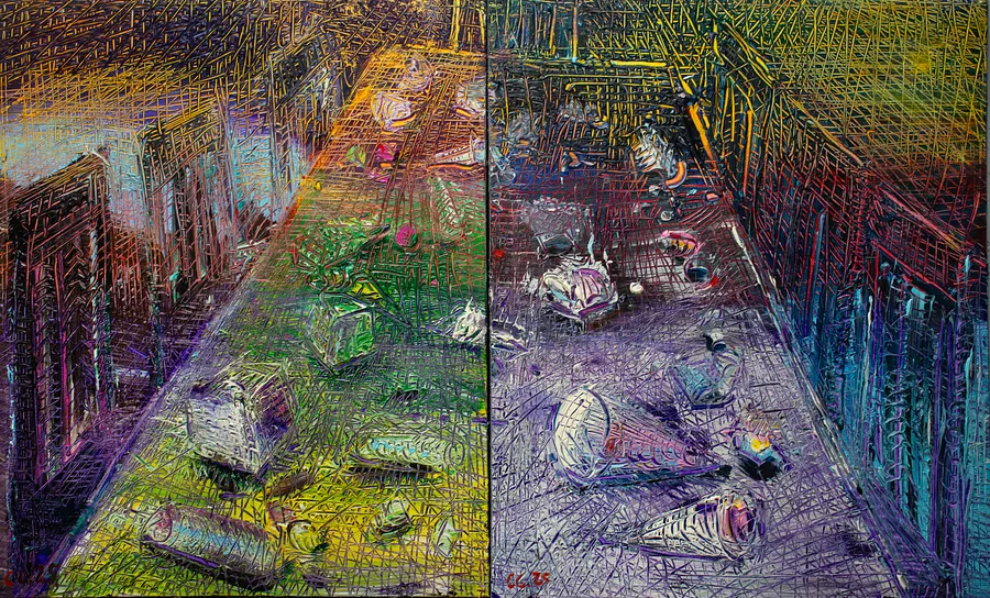 Image of 6 persons by Savchenko Serhiy, size: 110х180 см, made of Oil, acrylic, canvas., Painting medium, priced at $11000 Photo 1 of 3.