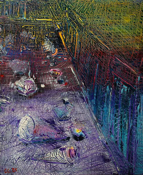 Image of 6 persons by Savchenko Serhiy, size: 110х180 см, made of Oil, acrylic, canvas., Painting medium, priced at $11000 Photo 2 of 3.