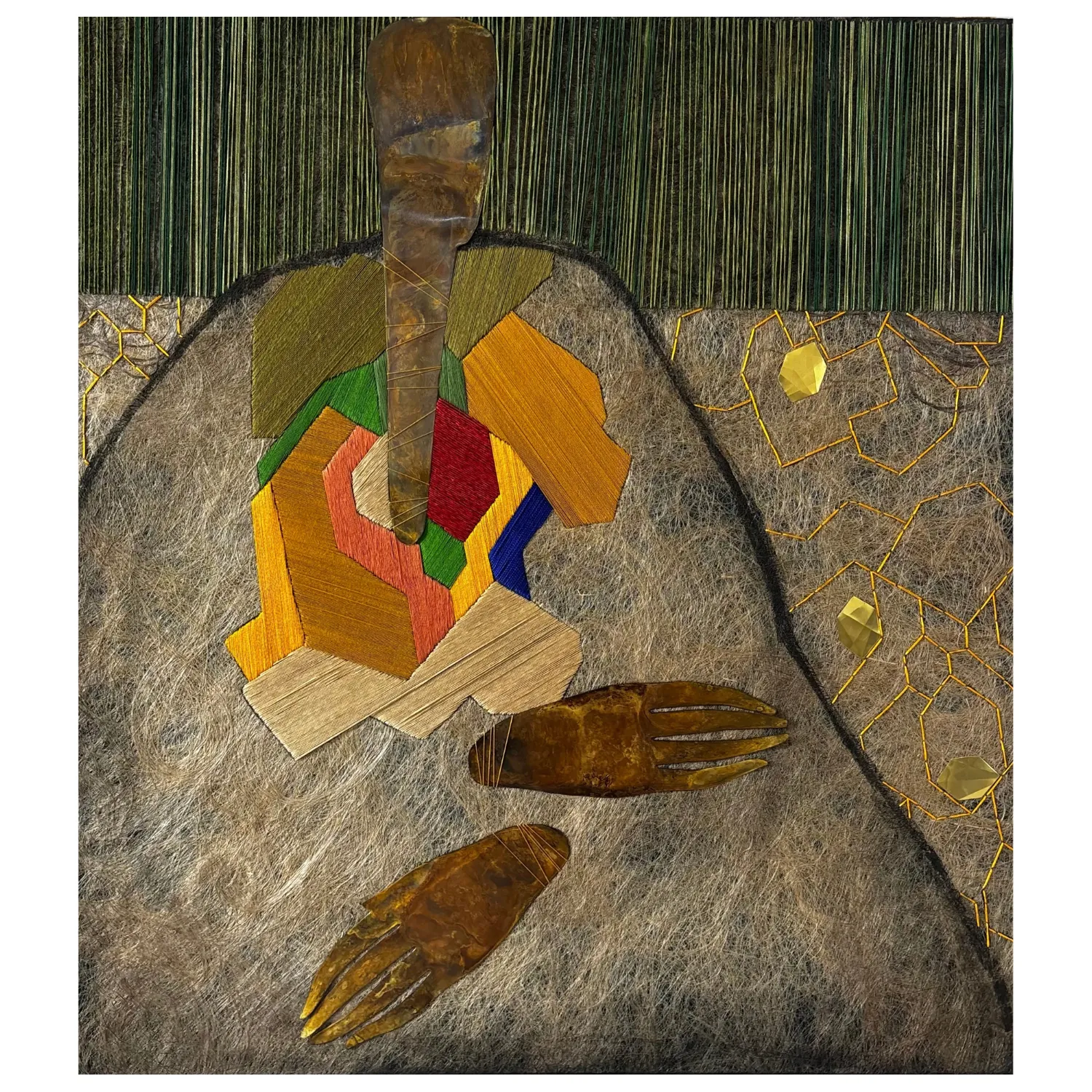Image of подружжя. він by Tkachuk Yaroslava, size: 90 х 80 см, made of льон, бавовна, акрил, латунь, author's technique  medium, priced at $1100
