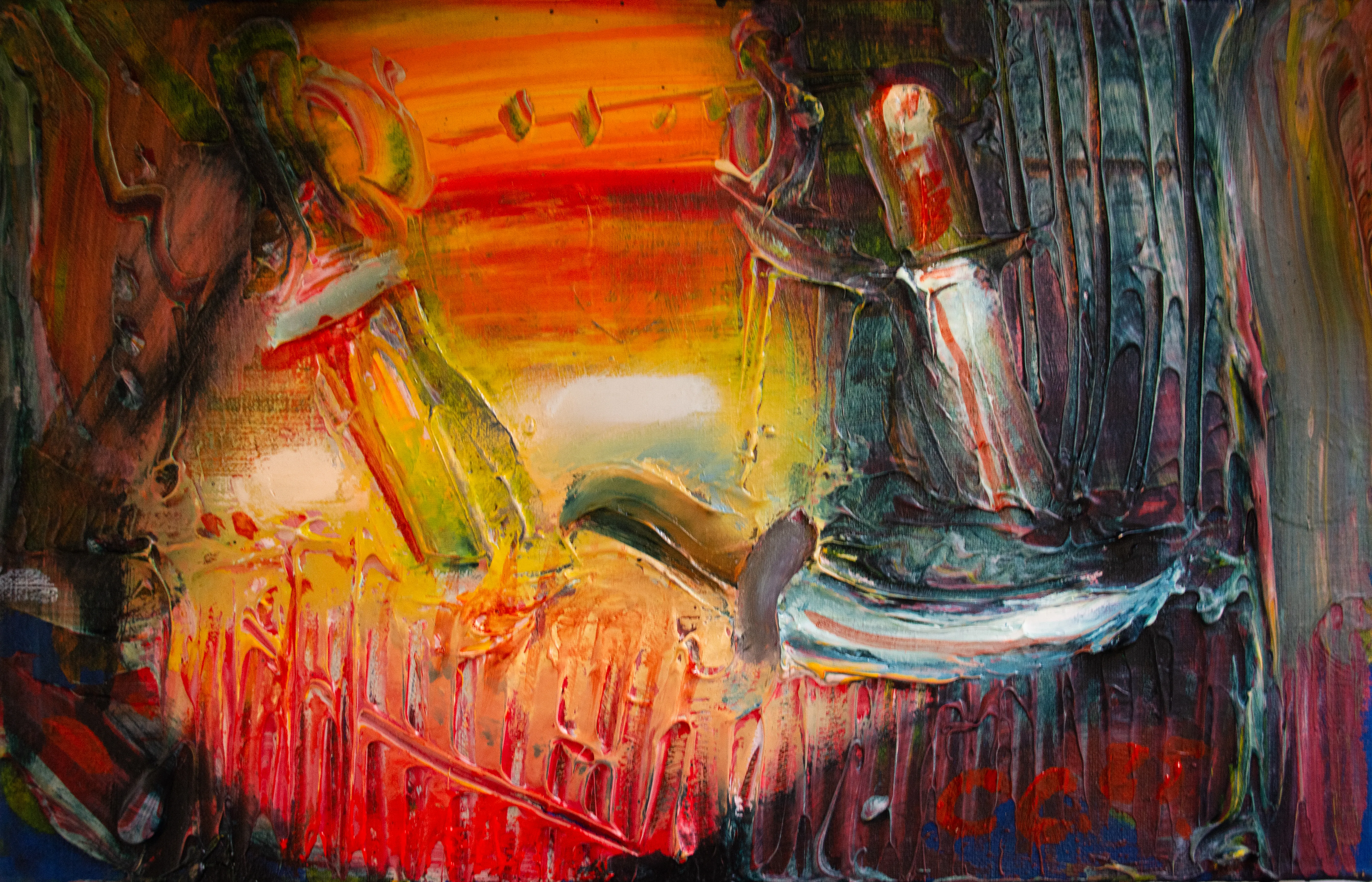 Image of Two knives by Savchenko Serhiy, size: 26х45 см, made of Oil, acrylic, canvas., Painting medium, priced at $2000