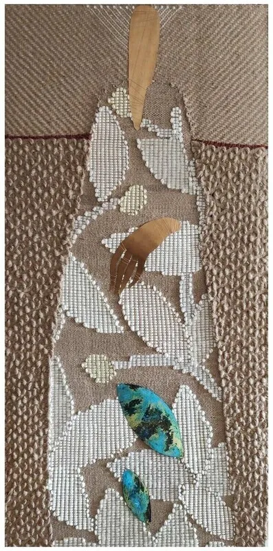 Image of "Sower" by Tkachuk Yaroslava, size: 176x85 cm, made of jute, cotton, wool, acrylic, bronze, oxidized brass, Textiles medium, priced at $0