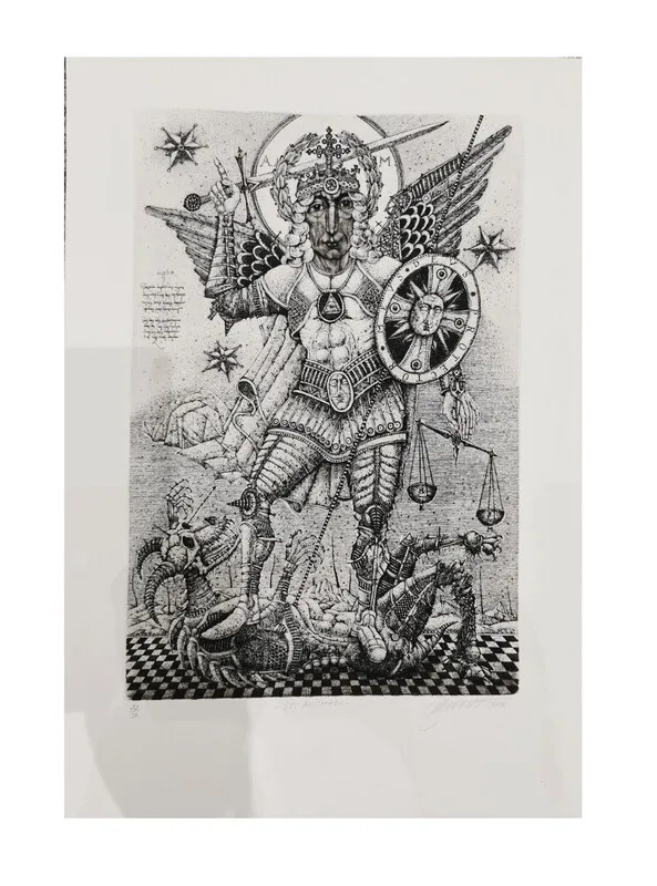 Image of "Saint Michael" by Denysenko Oleh, size:  38х26 cm, made of paper, Graphics medium, priced at $350