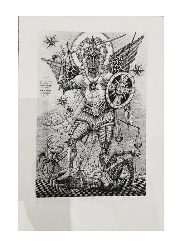 Image of "Saint Michael" by Denysenko Oleh, size:  38х26 cm, made of paper, Graphics medium, priced at $350