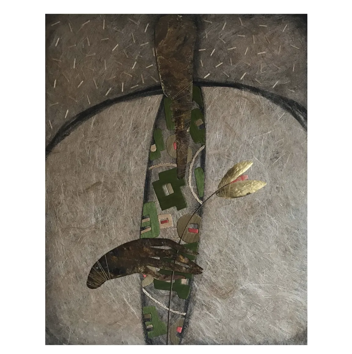 Image of Splash of colors by Tkachuk Yaroslava, size: 100х80, made of linen, cotton, silk, oxidized brass, Textiles medium, priced at $1500