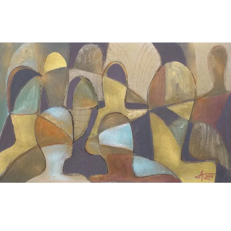 Image of Flow of People by Adrian Helytovych, size: 50х80, made of oil on MDF, Painting medium