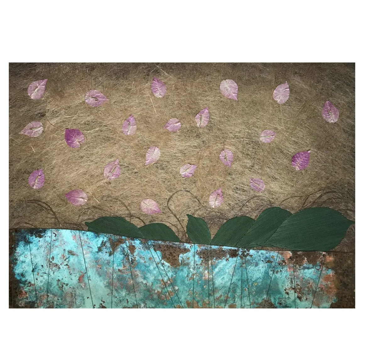 Image of Space by Tkachuk Yaroslava, size: 50х70, made of linen, silk, oxidized brass, Textiles medium, priced at $350