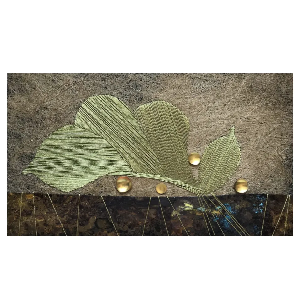 Image of Ladybugs by Tkachuk Yaroslava, size: 20х35, made of Linen, silk, oxidized brass, Textiles medium, part of the 51/100 series, priced at $0