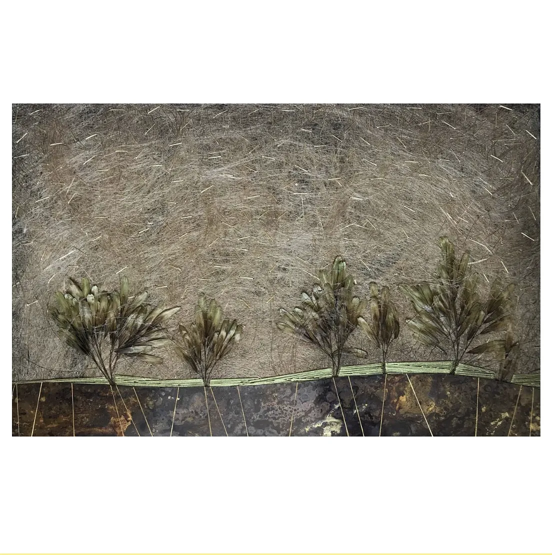 Image of Garden by Tkachuk Yaroslava, size: 35х55, made of linen, silk, oxidized brass, Авторська техніка medium, priced at $300