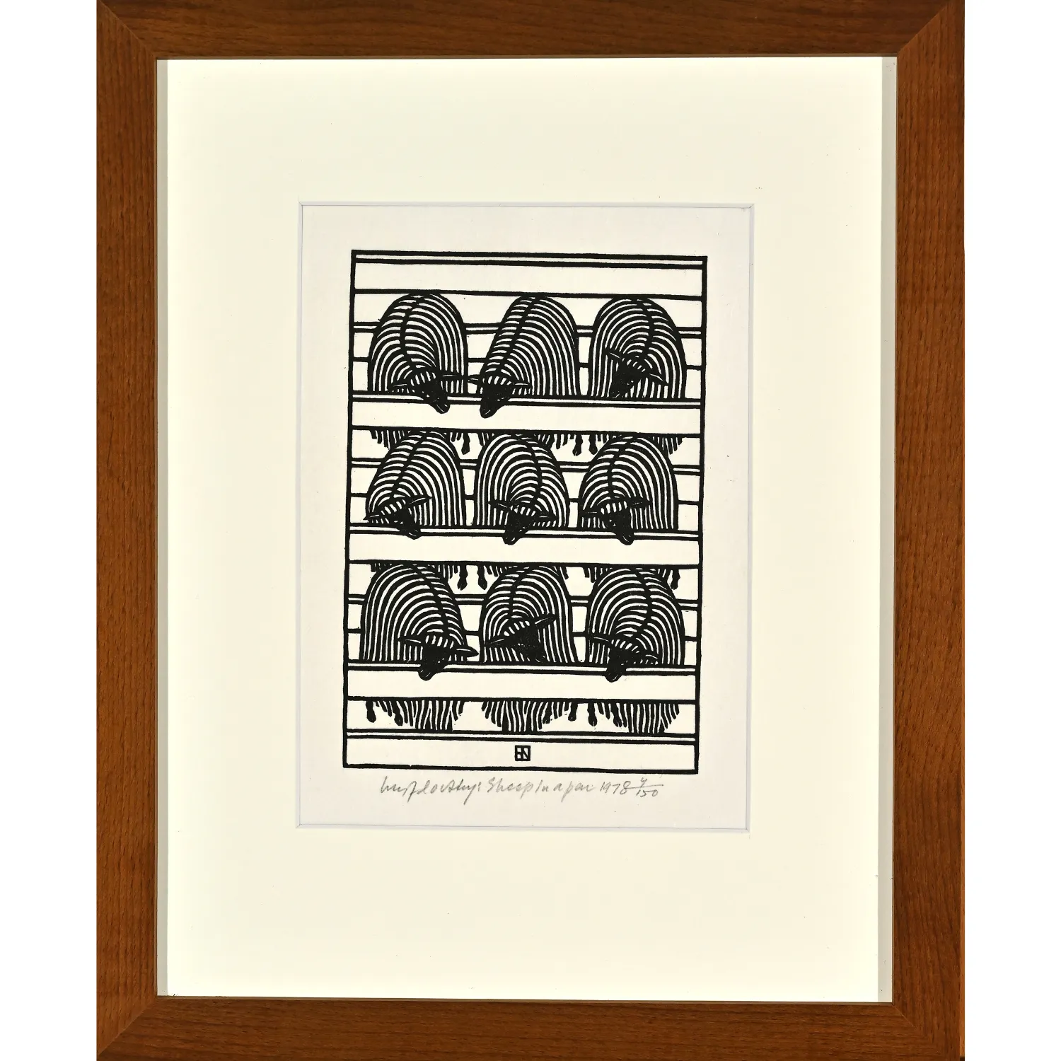 Image of Sheep in a Pen by Hnizdovsky Jacques , size: 17х11,4 см, made of woodcut, Woodcut medium, part of the 4/150 series, priced at $1900