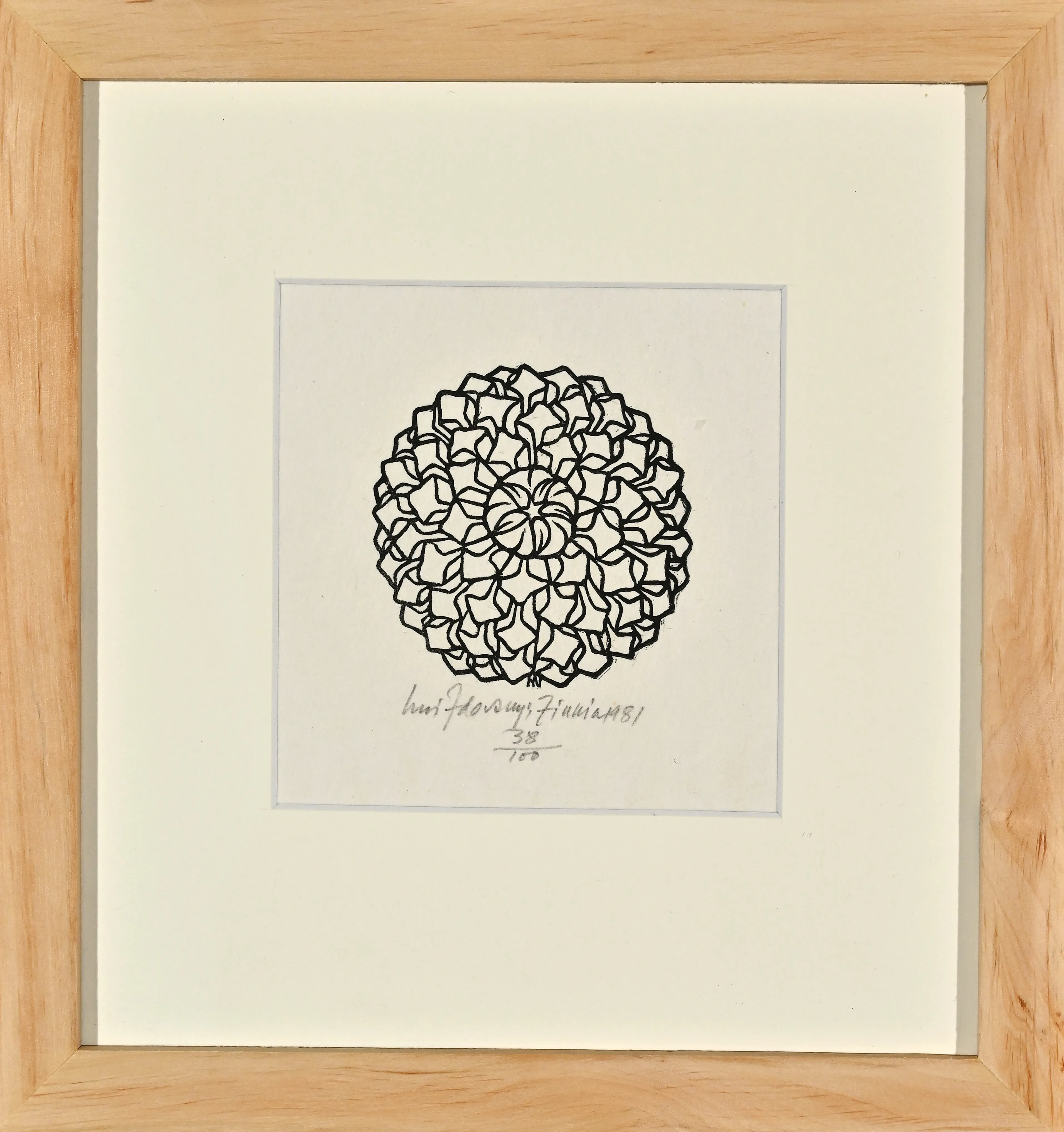 Image of Zinnia by Hnizdovsky Jacques , size: 8х8 см, made of woodcut, Woodcut medium, priced at $600