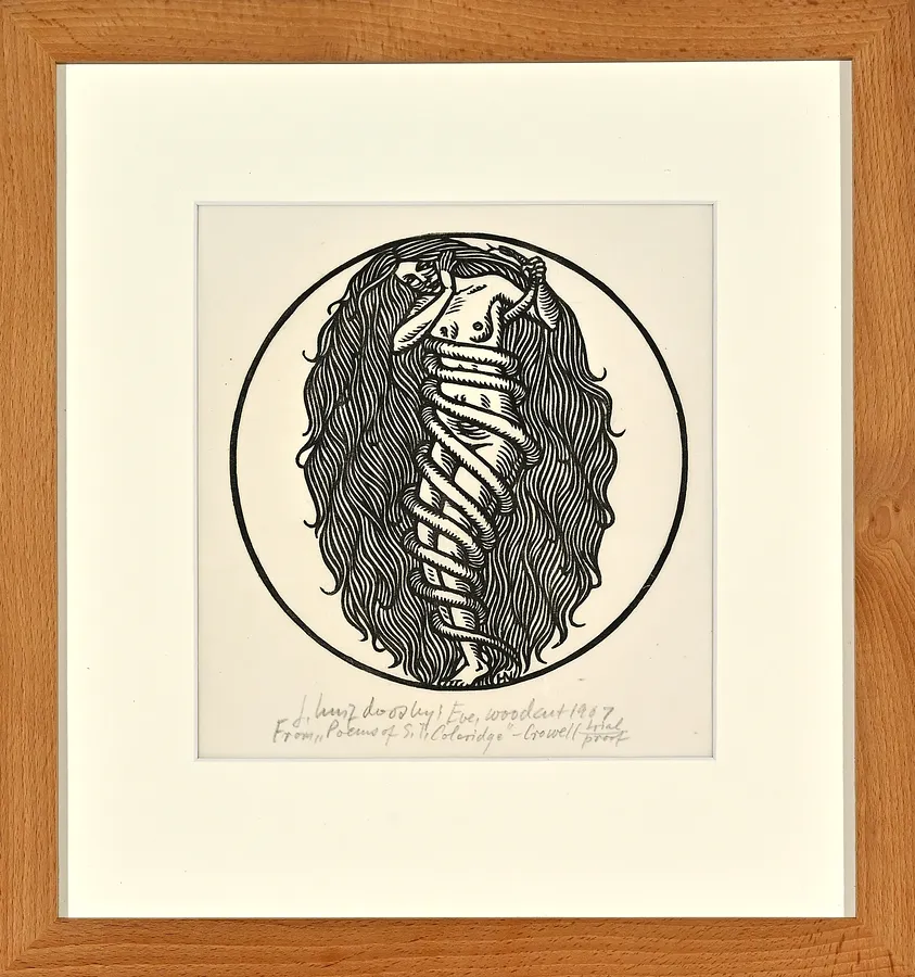 Image of Eve by Shum art gallery, size: 16,5х16,5 см, Woodcut medium, part of the TP series, priced at $1300