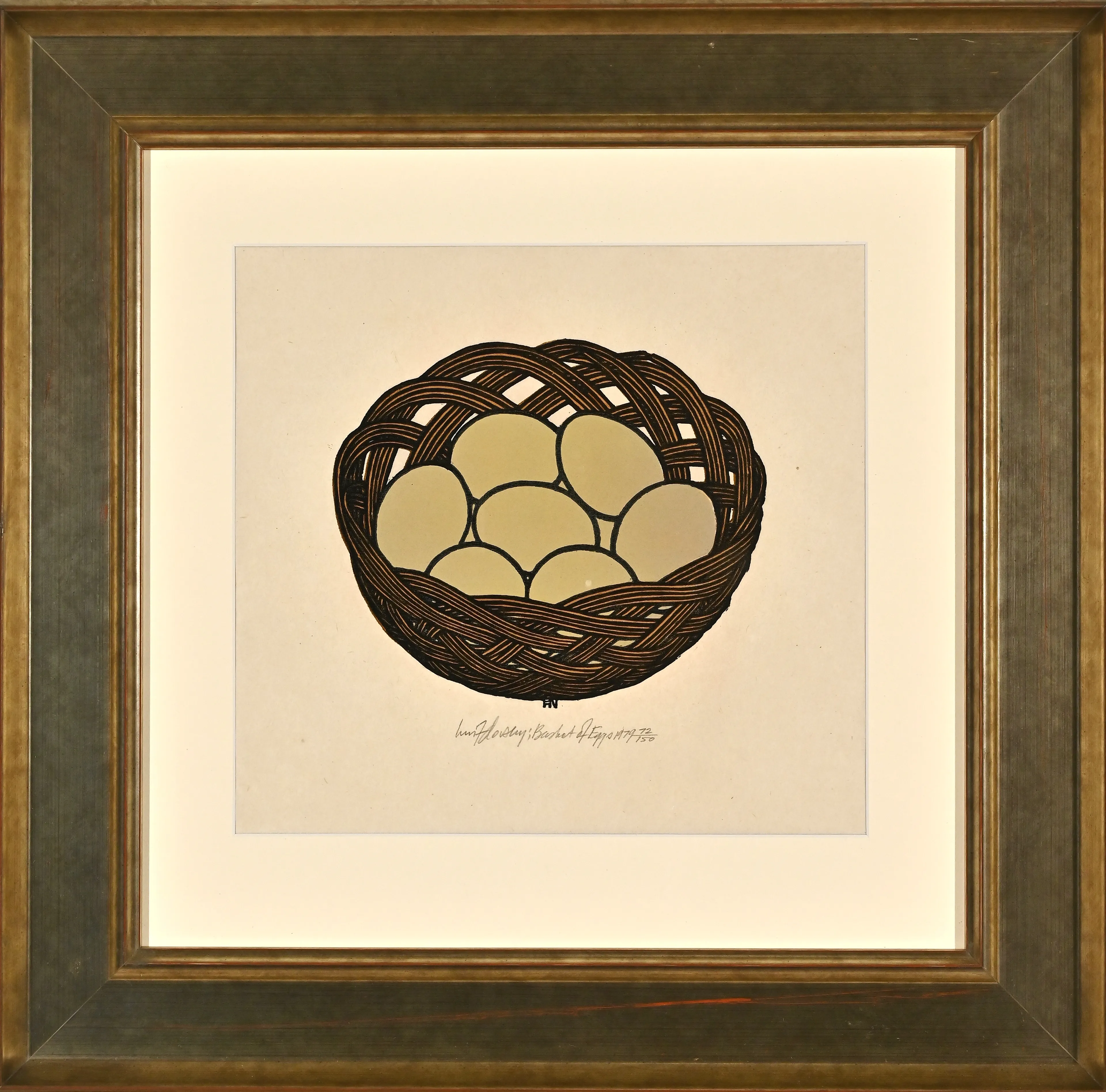 Image of Basket of Eggs by Hnizdovsky Jacques , size: 15х20, made of woodcut, Graphics medium, part of the 51/100 series