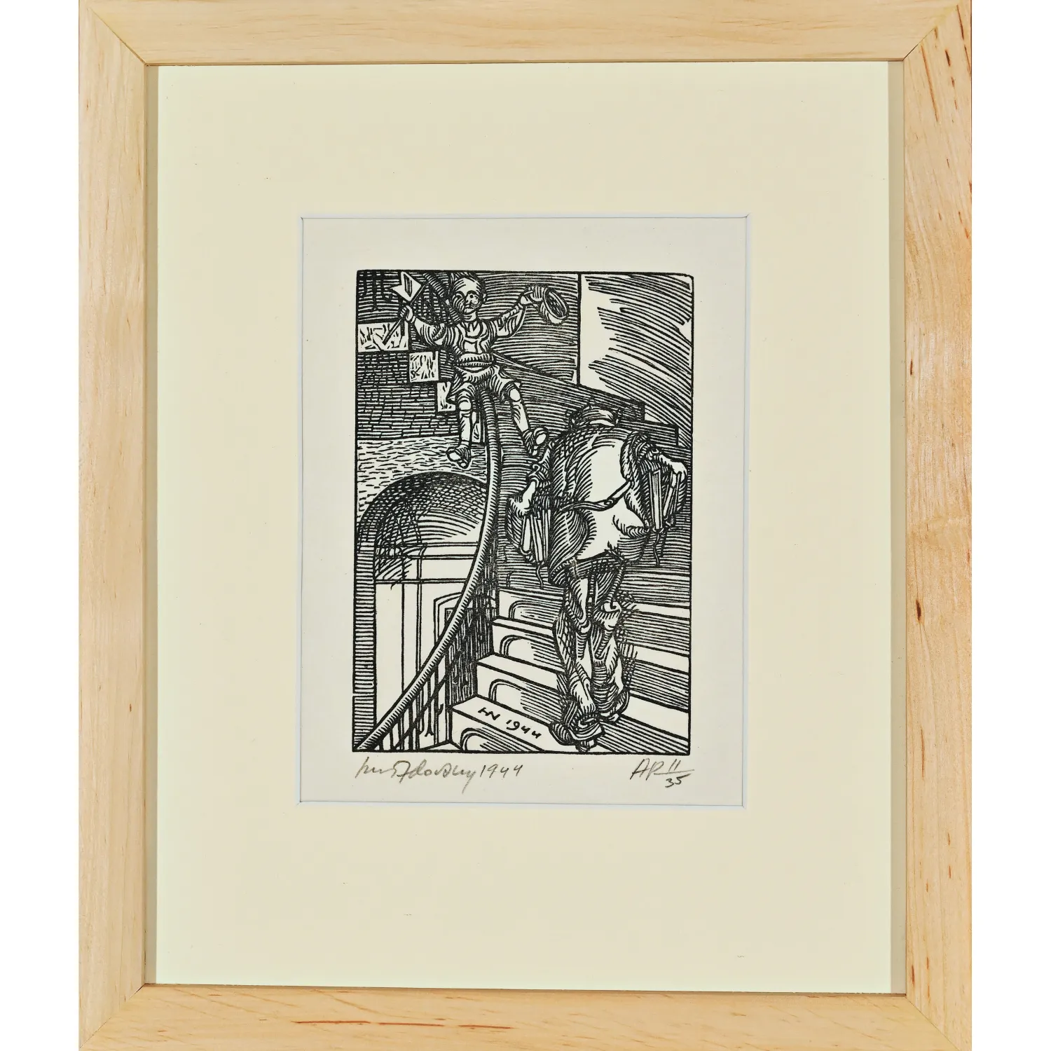 Image of Young and old by Hnizdovsky Jacques , made of woodcut, Woodcut medium, part of the AP 10/35 series, priced at $3500