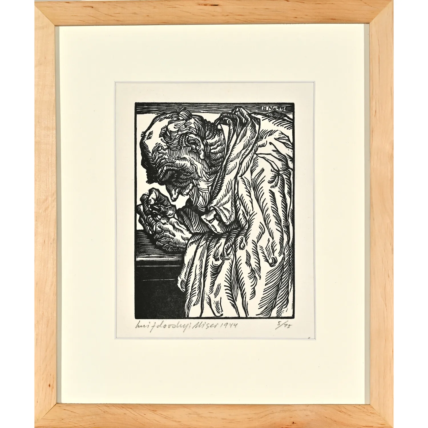 Image of Miser by Hnizdovsky Jacques , size: 21 х 16 см, made of woodcut, Graphics medium, part of the 5/75 series, priced at $3500