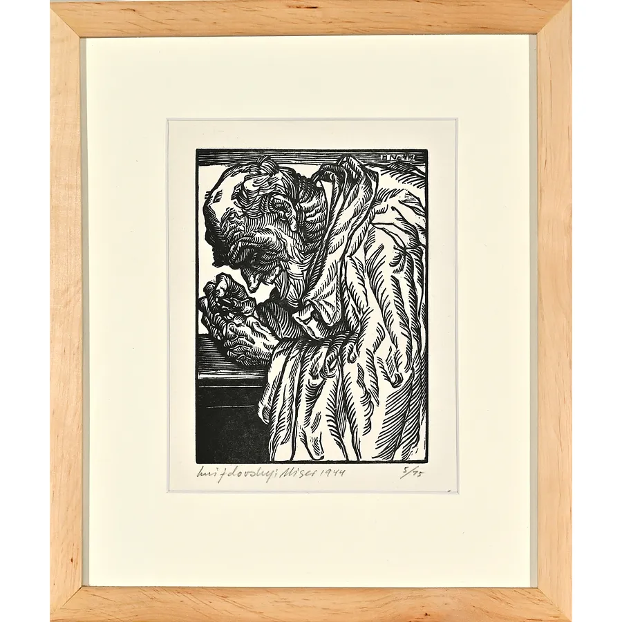 Image of Miser by Hnizdovsky Jacques , size: 18х12 см, made of woodcut, Woodcut medium, part of the 5/75 series, priced at $3500