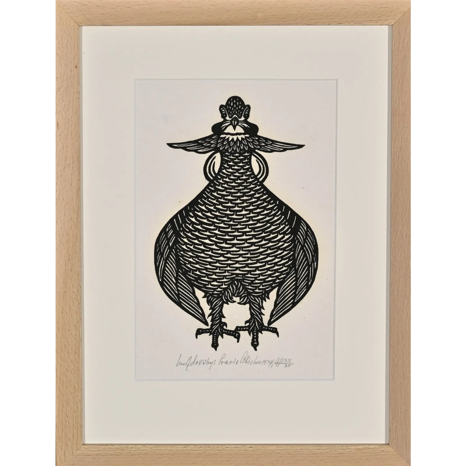 Image of Prairie Chicken by Hnizdovsky Jacques , size: 20,5х12,5 см, Woodcut medium, part of the AP 9/35 series, priced at $1000