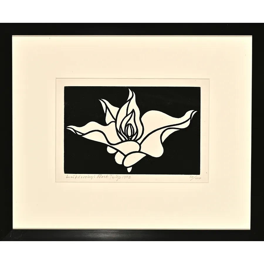 Image of First Tulip by Hnizdovsky Jacques , size: 12,5х20 см, Linocut medium, part of the 10/100 series, priced at $950