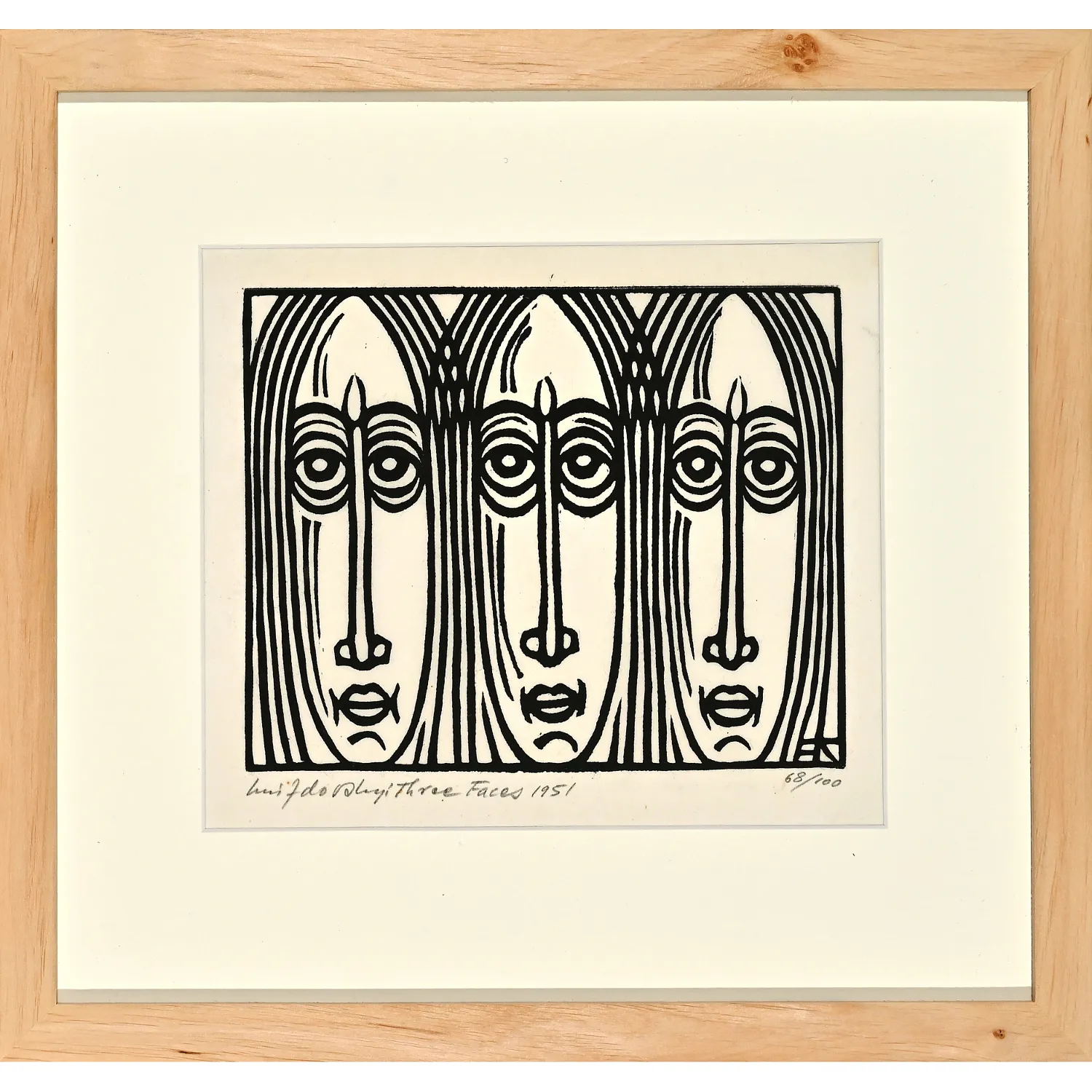 Image of Three Faces by Hnizdovsky Jacques , size: 18 х 21, made of linocut, Linocut medium, part of the 66/100 series, priced at $950