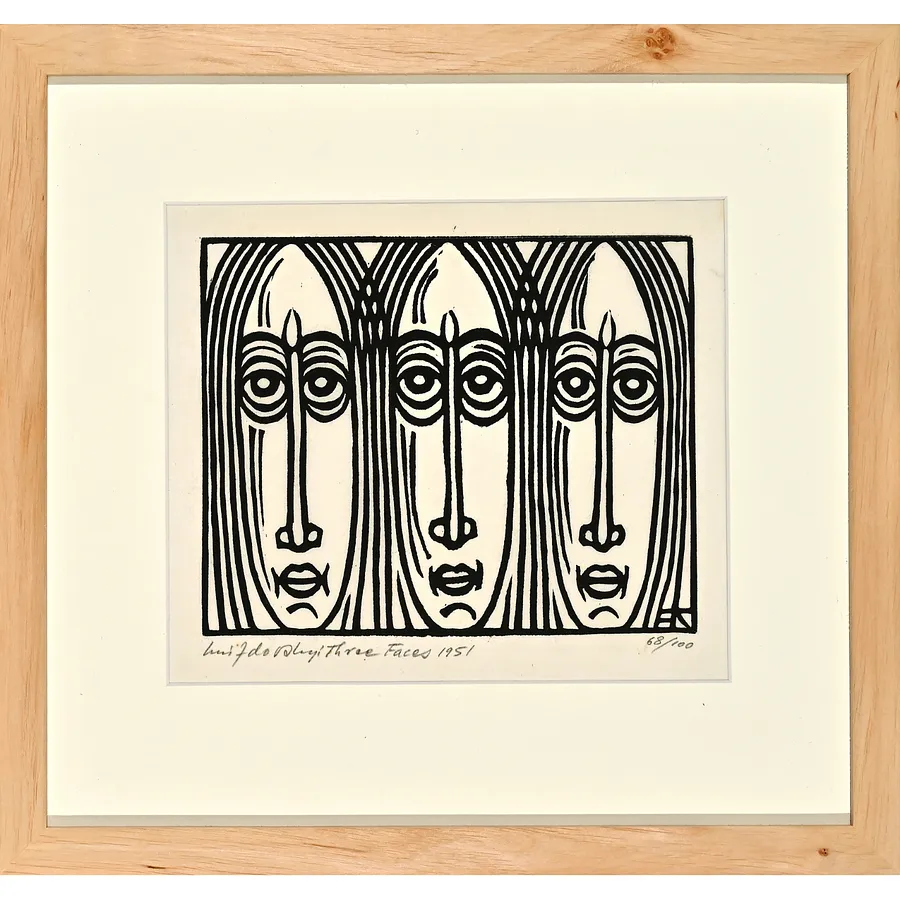 Image of Three Faces by Hnizdovsky Jacques , size: 15х18,5, made of linocut, Linocut medium, part of the 66/100 series, priced at $950