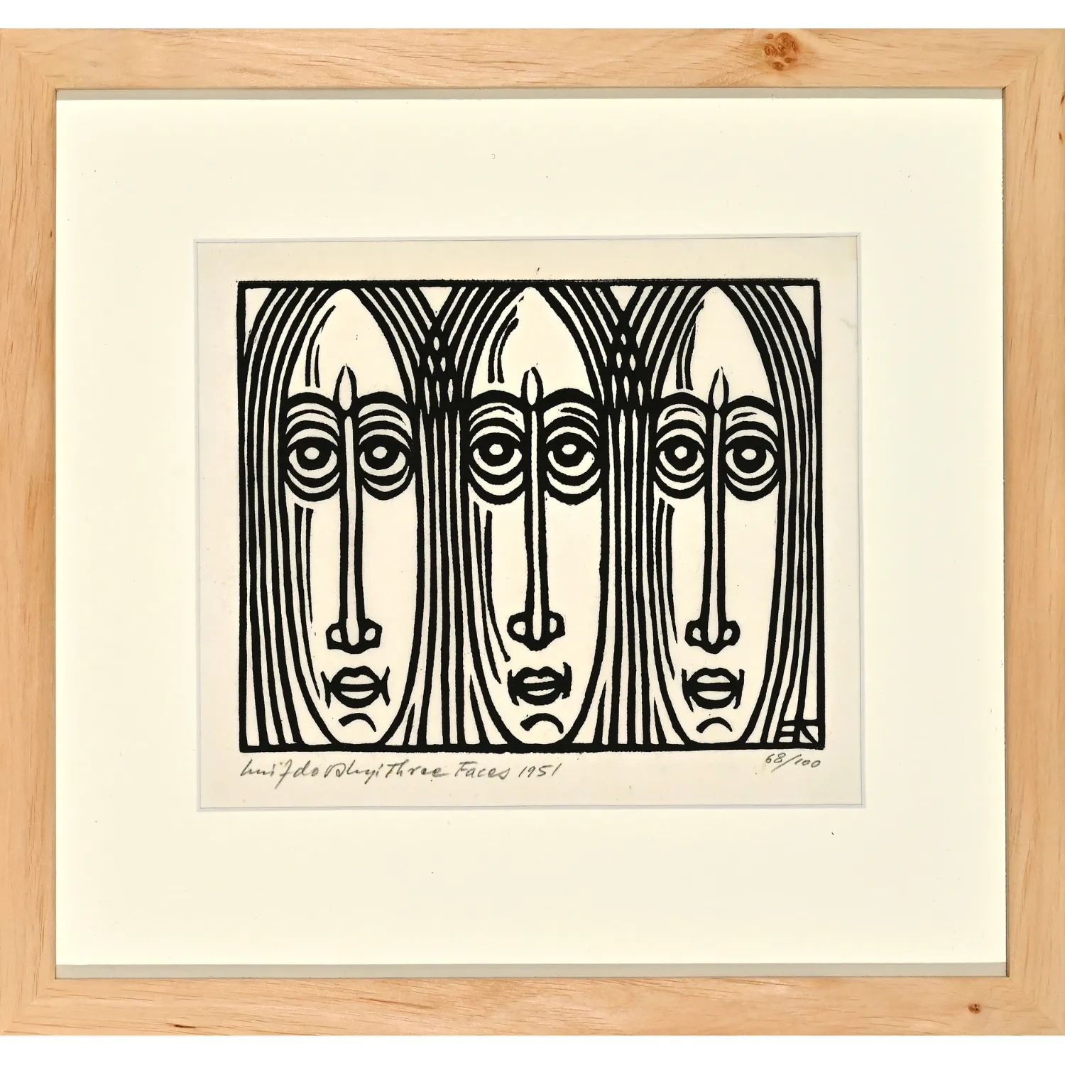 Image of Three Faces by Hnizdovsky Jacques , size: 18 х 21, made of linocut, Graphics medium, part of the 66/100 series, priced at $950