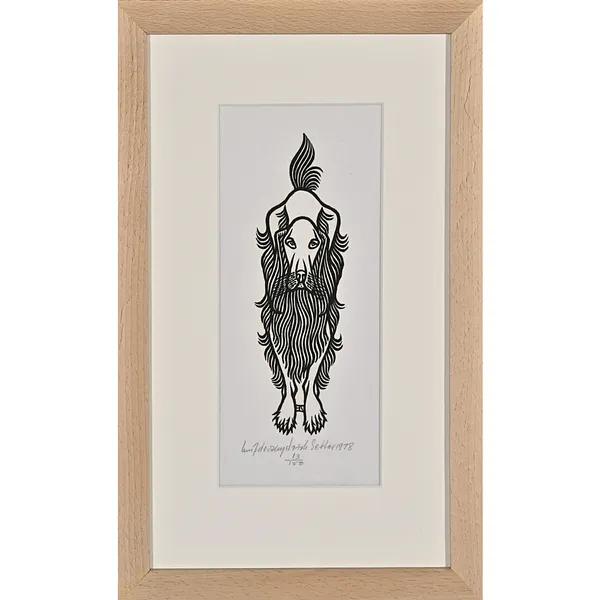 Image of Irish Setter by Hnizdovsky Jacques , size: 24 х 10 см, made of woodcut, Woodcut medium, part of the AP. series, priced at $800