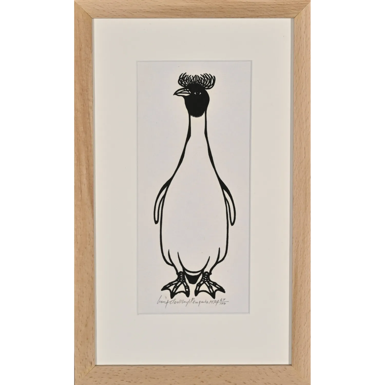Image of Penguin by Hnizdovsky Jacques , size: 23х8,5 cм, made of woodcut, Woodcut medium, part of the 75/100 series, priced at $1000